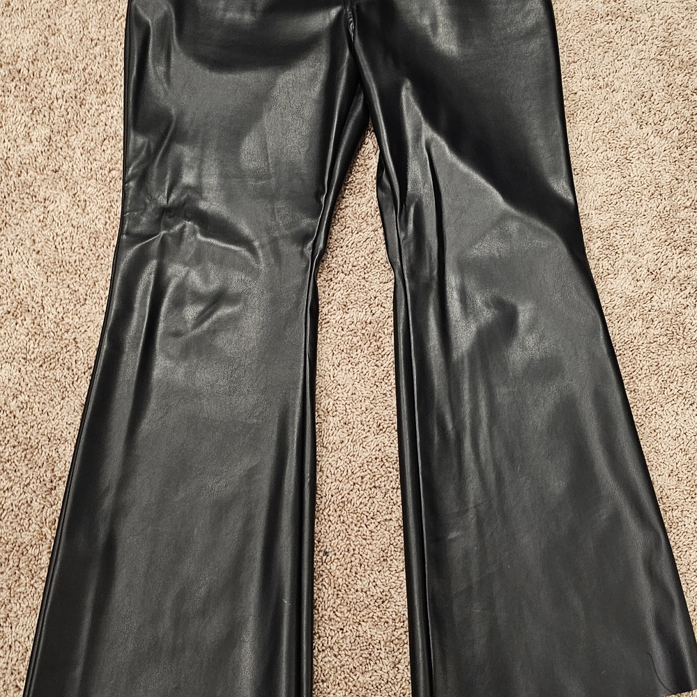 SO Black Faux Leather Flare Pants